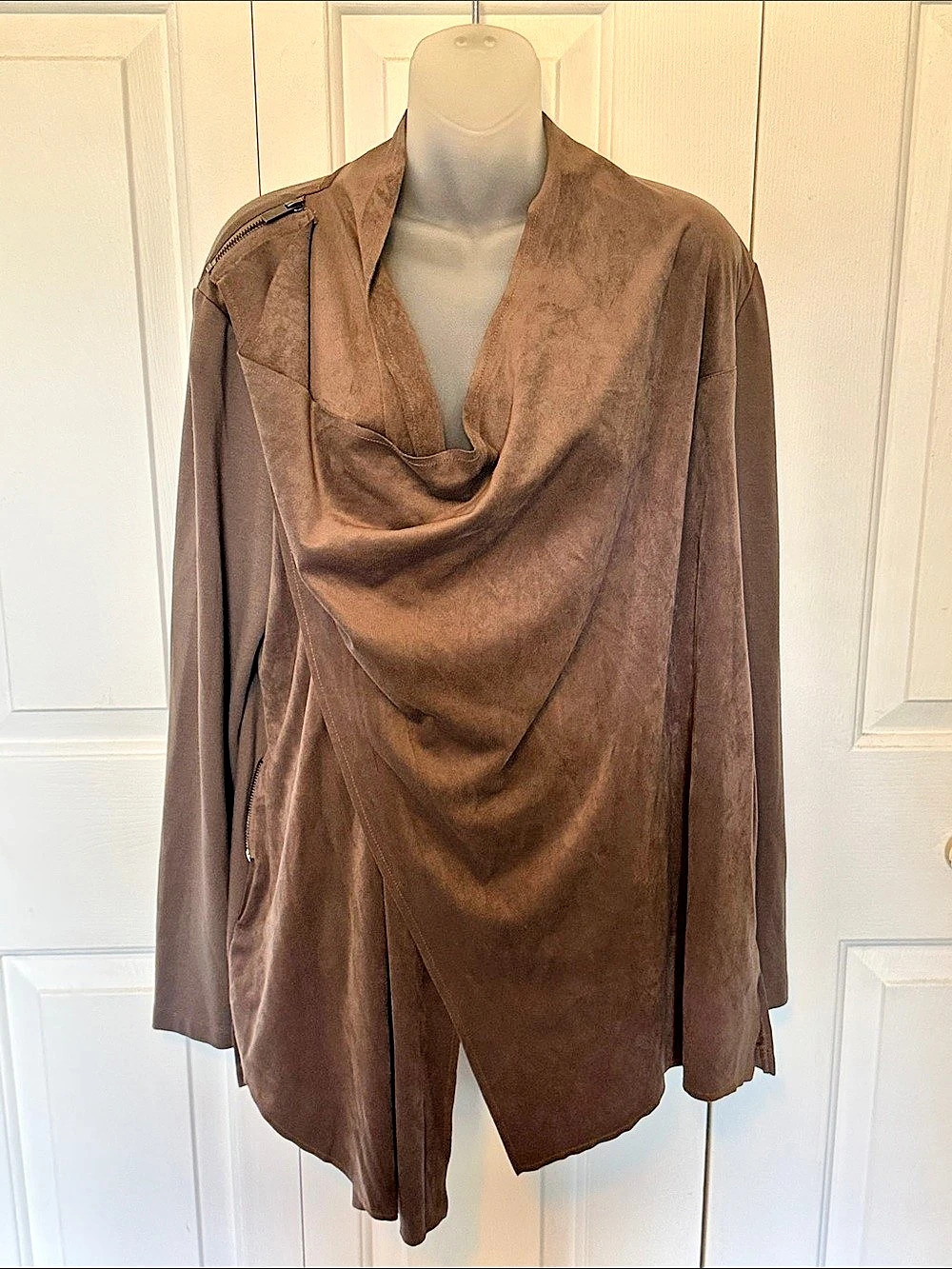 KUT FROM THE KLOTH Cowl Neck Tunic Brown wrap top Size XL b57